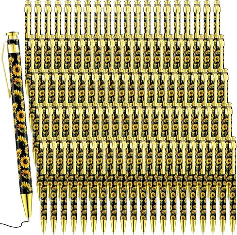 Yexiya 12 Pieces Sunflower Pens Ballpoint Pens Click Ball Pens Reusable Retractable Journaling Pens Sunflower Party Favors Black Ink Medium Point 1.0 mm Gift Pens for School Office Women and Men in Saudi Arabia