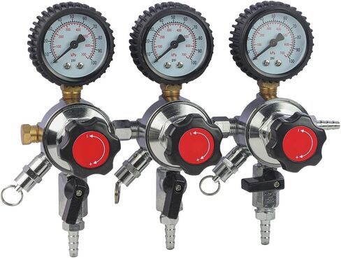 LUCKEG Secondary Regulator 3 Gauge Regulator three products - With triple 5/16" barbs 0-100 PSI Beer Regulator Gauge for Greater Dispensing Control for Home Brewing in Kuwait