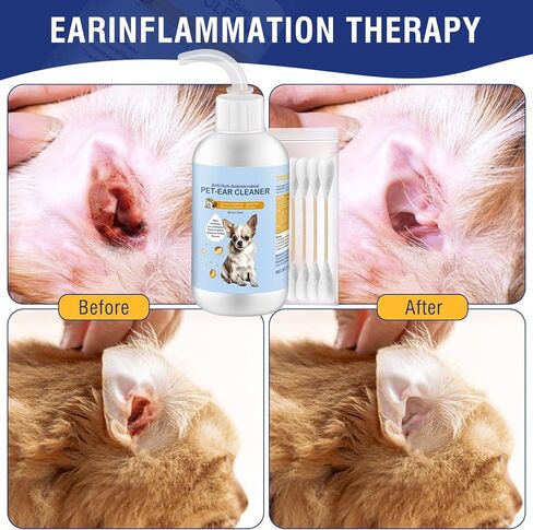 هافينفلاي منظف الأذن للكلاب والقطط، 4 أوقية. - قطرات لطيفة للعناية بالأذن، وتخفيف الحكة، وتلطيف الالتهاب، وإزالة الشمع، والرائحة. تتضمن 10 مسحات قطنية in Kuwait