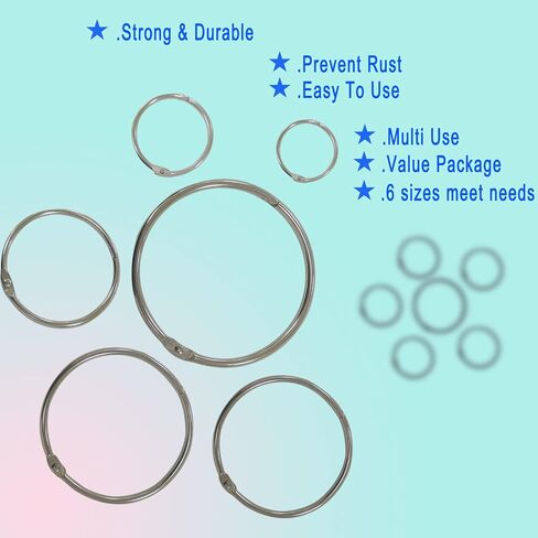 16PCS SIEWAY Binder Rings Assorted Sizes(1-1.5-2-2.5-3-3.5 inch), Large Metal Keychain Key Rings, Paper Rings Book Rings, Loose Leaf Binder Rings (16) in Saudi Arabia