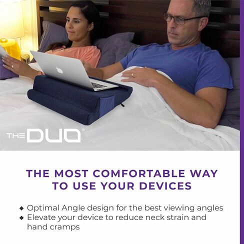 THE DUO Laptop 2.0 - وسادة كمبيوتر محمول من إسفنج الذاكرة مع جيوب جانبية - مكتب كمبيوتر محمول محمول مع عرض متعدد الزوايا للسفر والعمل من المنزل - أرجواني، 15.75 × 13.75 × 4 بوصات in Saudi Arabia