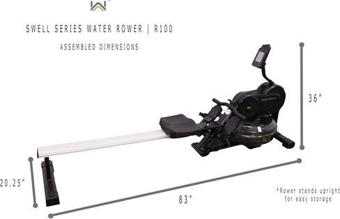 جهاز تجديف مائي من سلسلة WaveFit Swell R100 مقاوم للماء في المنزل مع اتصال بلوتوث وتتبع قياسات اللياقة البدنية المدمج، سعة وزن 300 رطل in Kuwait