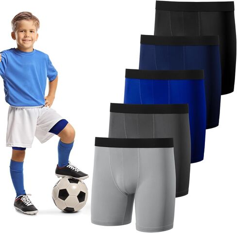 JieyueJewelry 5 قطع شباب بنين ضغط السراويل الرياضية لكرة القدم الملابس الداخلية الأداء الرياضي الملاكم ملخصات دنة الملابس الداخلية لتشغيل الرياضة متعدد الألوان in Kuwait