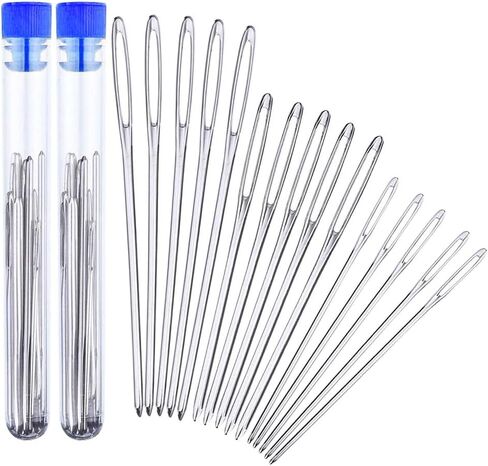 إبر الخياطة اليدوية، 30 إبرة خياطة كبيرة للعين مع 3 مقاسات، إبر حياكة من الفولاذ غير اللامع مع زجاجتين شفافتين لأداة التطريز اليدوية للاستخدام اليدوي in Kuwait