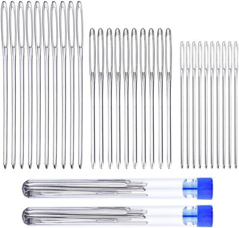إبر الخياطة اليدوية، 30 إبرة خياطة كبيرة للعين مع 3 مقاسات، إبر حياكة من الفولاذ غير اللامع مع زجاجتين شفافتين لأداة التطريز اليدوية للاستخدام اليدوي in Kuwait