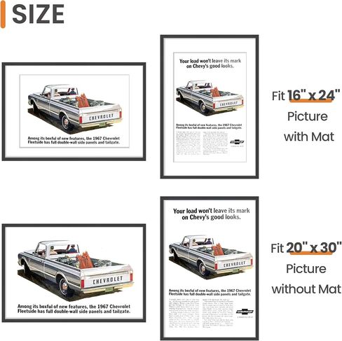 Sindcom 20x30 Poster Frame 3 Pack, Picture Frames with Detachable Mat for 16x24 Prints, Horizontal and Vertical Hanging Hooks for Wall Mounting, Charcoal Gray Photo Frame for Gallery Home Décor in Saudi Arabia