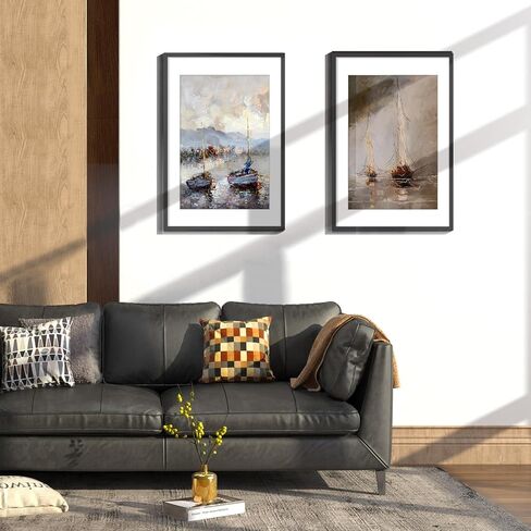 Sindcom 20x30 Poster Frame 3 Pack, Picture Frames with Detachable Mat for 16x24 Prints, Horizontal and Vertical Hanging Hooks for Wall Mounting, Charcoal Gray Photo Frame for Gallery Home Décor in Saudi Arabia