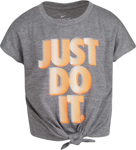 Nike Girl's Front Tie Just Do It Graphic T-Shirt (Little Kids) Carbon Heather 5 Little Kid in Saudi Arabia