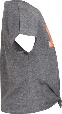 Nike Girl's Front Tie Just Do It Graphic T-Shirt (Little Kids) Carbon Heather 5 Little Kid in Saudi Arabia