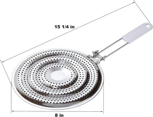 HOME-X Heat Diffusers for Gas Stove or Electric Stove, Flame Guard, Simmer Plates, Folding Handle, Set of 2, 15 1/4" L x 8" W x 1/2" H, Stainless-Steel in Saudi Arabia