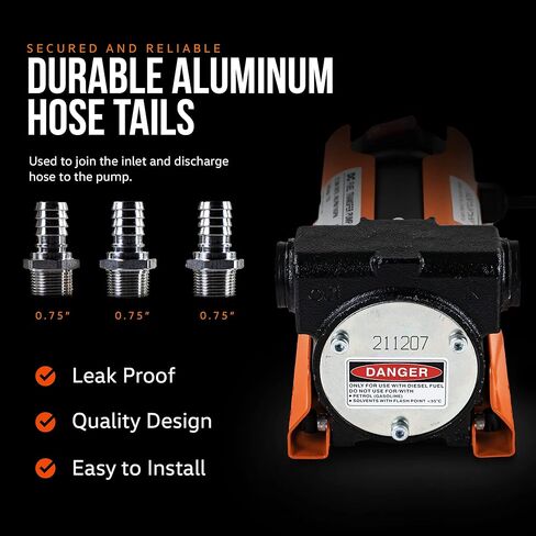 مجموعة مضخة نقل الديزل فائقة الاستخدام 10GPM/40LPM شديدة التحمل كهربائية محمولة بتيار مستمر 12 فولت تتضمن: فوهة يدوية من الألومنيوم، خرطوم توصيل وشفط مع فلتر (ليس للبنزين) in Kuwait