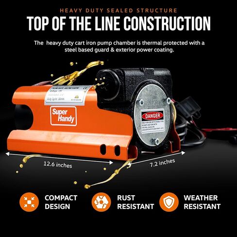 مجموعة مضخة نقل الديزل فائقة الاستخدام 10GPM/40LPM شديدة التحمل كهربائية محمولة بتيار مستمر 12 فولت تتضمن: فوهة يدوية من الألومنيوم، خرطوم توصيل وشفط مع فلتر (ليس للبنزين) in Kuwait