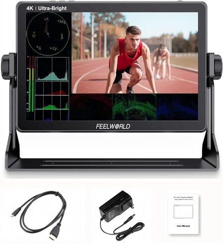 FEELWORLD LUT11H 10.1 Inch Touch Screen DSLR Camera Field Monitor Ultra Bright 2000nits 1920X1200 IPS Panel AC Monitor with F970 External Power and Install Kit Dual 4k HDMI inputs 3D Lut in Saudi Arabia