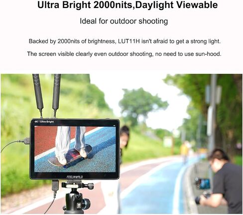 FEELWORLD LUT11H 10.1 Inch Touch Screen DSLR Camera Field Monitor Ultra Bright 2000nits 1920X1200 IPS Panel AC Monitor with F970 External Power and Install Kit Dual 4k HDMI inputs 3D Lut in Saudi Arabia