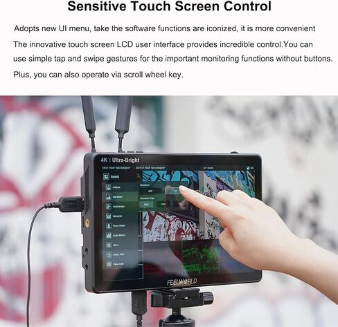 FEELWORLD LUT11H 10.1 Inch Touch Screen DSLR Camera Field Monitor Ultra Bright 2000nits 1920X1200 IPS Panel AC Monitor with F970 External Power and Install Kit Dual 4k HDMI inputs 3D Lut in Saudi Arabia