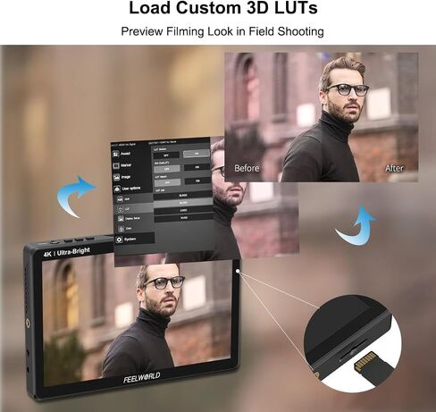 FEELWORLD LUT11H 10.1 Inch Touch Screen DSLR Camera Field Monitor Ultra Bright 2000nits 1920X1200 IPS Panel AC Monitor with F970 External Power and Install Kit Dual 4k HDMI inputs 3D Lut in Saudi Arabia