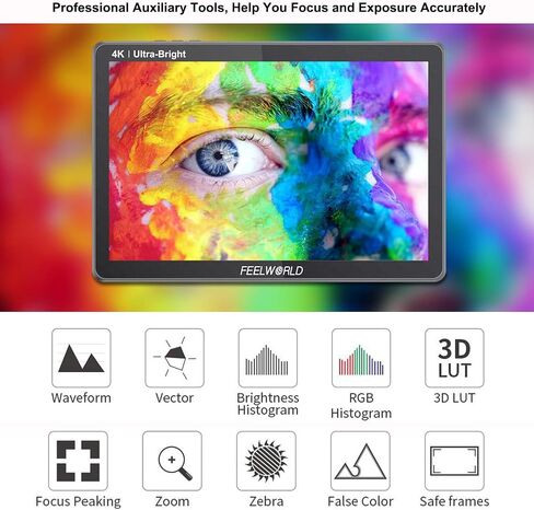 FEELWORLD LUT11H 10.1 Inch Touch Screen DSLR Camera Field Monitor Ultra Bright 2000nits 1920X1200 IPS Panel AC Monitor with F970 External Power and Install Kit Dual 4k HDMI inputs 3D Lut in Saudi Arabia