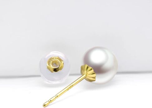 18k Gold 5MM Ball Earrings and 6MM Freshwater Cultured Pearl Stud Earrings for Women in Saudi Arabia
