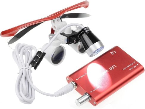 3W LED رئيس ضوء مصباح الجراحية مجهر Loupes 3.5X 420 مجهر Loupes المكبر نظارات LED رئيس ضوء الزجاج البصري صندوق الألومنيوم (فضي) in Saudi Arabia