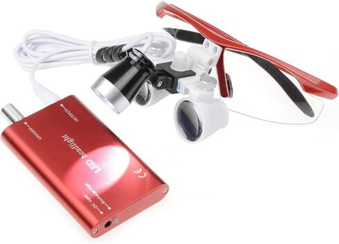 3W LED رئيس ضوء مصباح الجراحية مجهر Loupes 3.5X 420 مجهر Loupes المكبر نظارات LED رئيس ضوء الزجاج البصري صندوق الألومنيوم (فضي) in Saudi Arabia