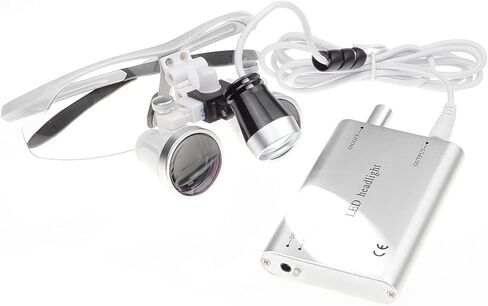 3W LED رئيس ضوء مصباح الجراحية مجهر Loupes 3.5X 420 مجهر Loupes المكبر نظارات LED رئيس ضوء الزجاج البصري صندوق الألومنيوم (فضي) in Saudi Arabia