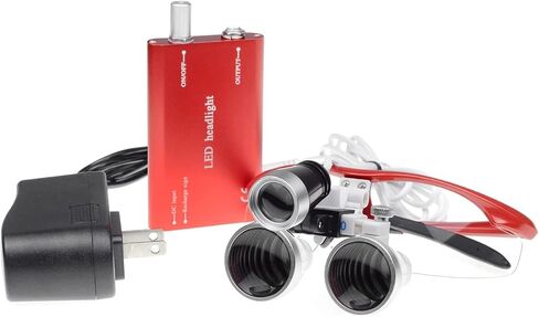 3W LED رئيس ضوء مصباح الجراحية مجهر Loupes 3.5X 420 مجهر Loupes المكبر نظارات LED رئيس ضوء الزجاج البصري صندوق الألومنيوم (فضي) in Saudi Arabia