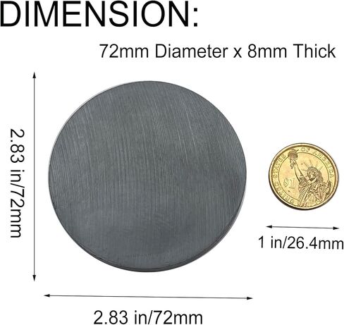 قرص مغناطيس سيراميك 2.83 بوصة × 1/3 بوصة درجة 8، مغناطيس فريت قوي للصناعات اليدوية والمشروعات العلمية والمدرسية، عبوة من 3 قطع in Kuwait