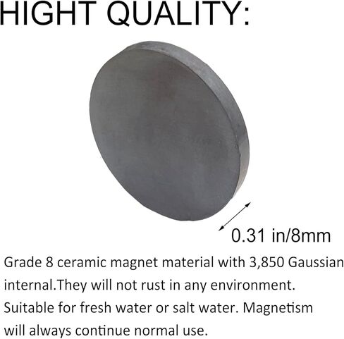 قرص مغناطيس سيراميك 2.83 بوصة × 1/3 بوصة درجة 8، مغناطيس فريت قوي للصناعات اليدوية والمشروعات العلمية والمدرسية، عبوة من 3 قطع in Kuwait