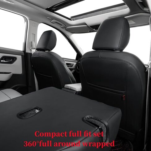 أغطية مقاعد Coverdream المخصصة متوافقة مع موديلات مختارة من Nissan Rogue Regular 2021 2022 2023 - جلد (أسود/رمادي، مجموعة كاملة) in Saudi Arabia