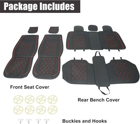 frperce Leather Car Seat Covers Full Set Car Seat Cushion Covers Protector Compatible with 2007-2021 Silverado GMC Sierra 1500（Black） in Kuwait