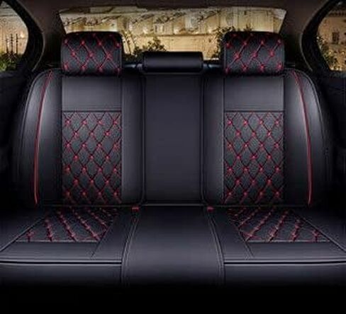 frperce Leather Car Seat Covers Full Set Car Seat Cushion Covers Protector Compatible with 2007-2021 Silverado GMC Sierra 1500（Black） in Kuwait