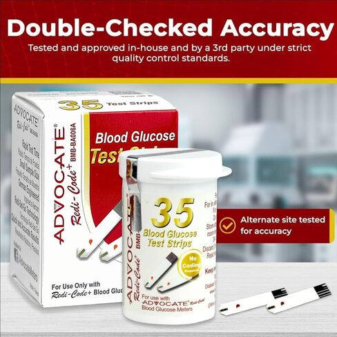 Redi-Code Test Strips 245 Count, No Manual Coding, Glucose Test Strips, Blood Sugar Testing, Small Sample Size Blood Sugar Test Strips, Quick & Accurate Blood Sugar Management (7 Boxes of 35 Strips) in Kuwait