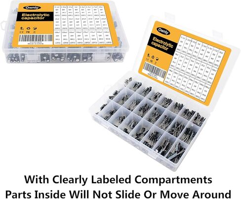 500 قطعة 24 قيمة مكثف كهربائيًا مجموعة متنوعة 10 فولت/16 فولت/25 فولت/50 فولت نطاق 0.1 فائق التوهج-1000 فائق التوهج، طقم مكثف كهربائي من الألومنيوم يتضمن 10 فائق التوهج 100 فائق التوهج 220 فائق التوهج 470 فائق التوهج والمزيد من المكثفات الإلكتروليتية المت in Kuwait