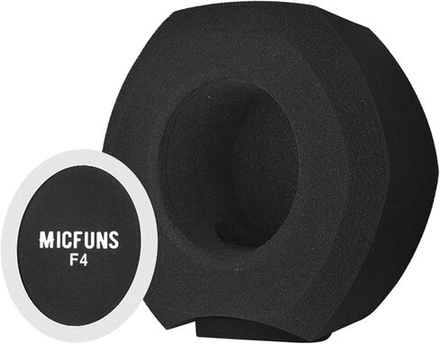 Micfuns F4 ترقية الزجاج الأمامي للميكروفون السميك، درع عزل البوب، فلتر انعكاس لاستوديوهات التسجيل، رغوة ممتصة للصوت (أسود) in Saudi Arabia