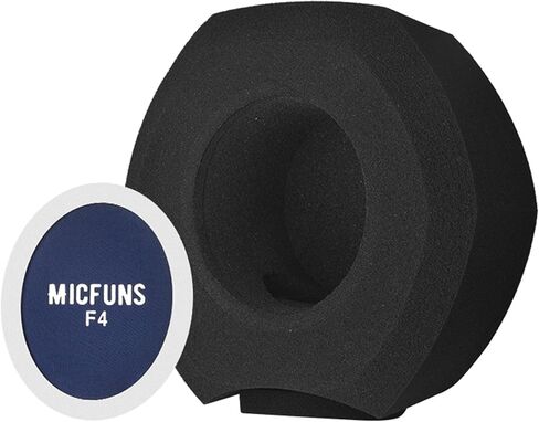 Micfuns F4 ترقية الزجاج الأمامي للميكروفون السميك، درع عزل البوب، فلتر انعكاس لاستوديوهات التسجيل، رغوة ممتصة للصوت (أسود) in Kuwait