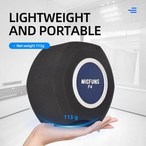 Micfuns F4 ترقية الزجاج الأمامي للميكروفون السميك، درع عزل البوب، فلتر انعكاس لاستوديوهات التسجيل، رغوة ممتصة للصوت (أسود) in Kuwait