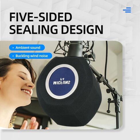 Micfuns F4 ترقية الزجاج الأمامي للميكروفون السميك، درع عزل البوب، فلتر انعكاس لاستوديوهات التسجيل، رغوة ممتصة للصوت (أسود) in Kuwait