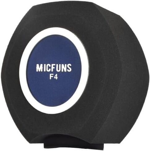 Micfuns F4 ترقية الزجاج الأمامي للميكروفون السميك، درع عزل البوب، فلتر انعكاس لاستوديوهات التسجيل، رغوة ممتصة للصوت (أسود) in Kuwait
