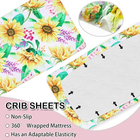 Honkaii Elephant Crib Bedding Set 4 Piece, Baby Nursery Bedding Sets Including Crib Quilt, Crib Skirt, Crib Sheet, Baby Blanket, Pink Crib Sets for Girls in Kuwait