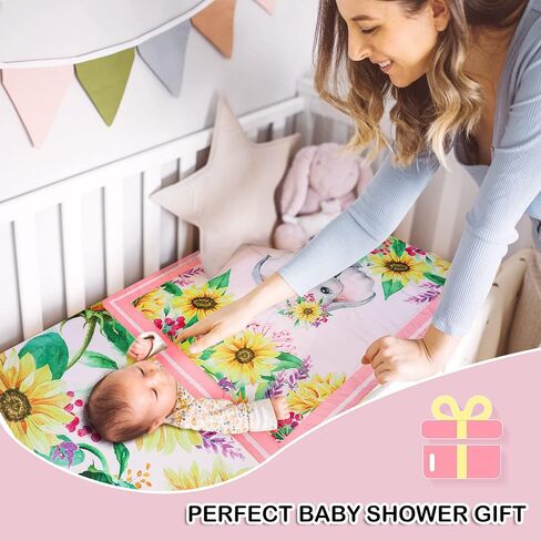 Honkaii Elephant Crib Bedding Set 4 Piece, Baby Nursery Bedding Sets Including Crib Quilt, Crib Skirt, Crib Sheet, Baby Blanket, Pink Crib Sets for Girls in Kuwait