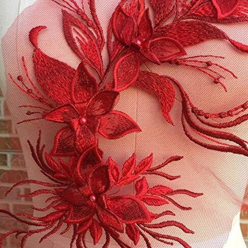 1 Pcs Embroidered Handmade Beads Embroidered Lace Applique Pattern Patch DIY Clothing Sewing and Fabric Patches Multicolor Selection (Black) in Saudi Arabia