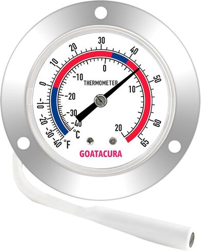 GOATACURA Vapor Capillary Refrigeration Thermometer, Stainless Steel Flanged Panel Mount, 2" Dial Size, 48" Capillary, -40-65 Deg F/-40-20 Deg C in Saudi Arabia