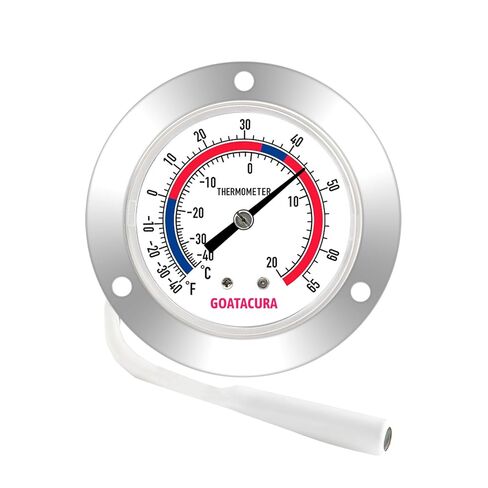 GOATACURA Vapor Capillary Refrigeration Thermometer, Stainless Steel Flanged Panel Mount, 2" Dial Size, 48" Capillary, -40-65 Deg F/-40-20 Deg C in Saudi Arabia