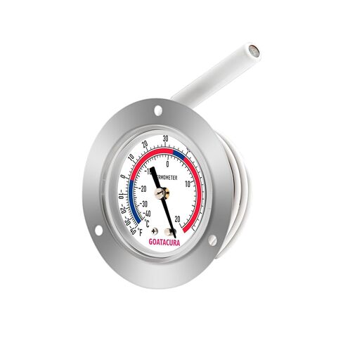 GOATACURA Vapor Capillary Refrigeration Thermometer, Stainless Steel Flanged Panel Mount, 2" Dial Size, 48" Capillary, -40-65 Deg F/-40-20 Deg C in Saudi Arabia