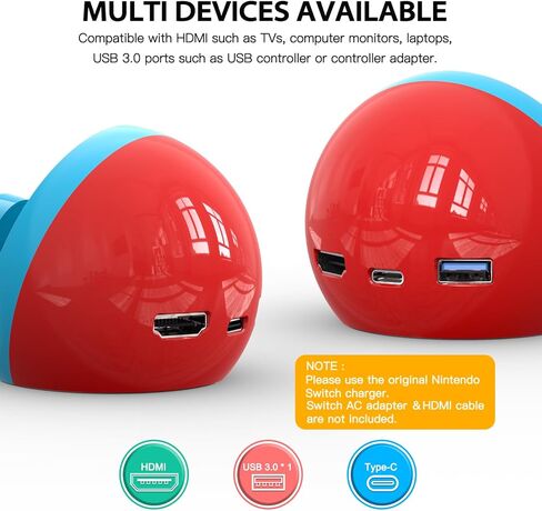 Antank Switch TV Dock, Docking Station for Switch/Switch OLED with 4K HDMI Adapter/USB 3.0/Type C Port, Switch Charging Dock Stand Replacement for Official Switch Dock in Kuwait