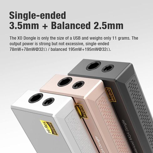 HIDIZS XO Headphone Amplifier Portable Dac Dongle, USB-C Adapter, RGB LED, MQA 16X, Single-Ended 3.5mm/Balanced 2.5mm, Support Windows/Mac/Lighting/Android/iOS in Saudi Arabia