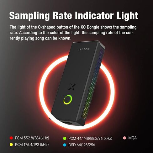 HIDIZS XO Headphone Amplifier Portable Dac Dongle, USB-C Adapter, RGB LED, MQA 16X, Single-Ended 3.5mm/Balanced 2.5mm, Support Windows/Mac/Lighting/Android/iOS in Saudi Arabia