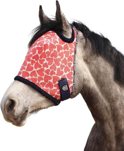 Harrison Howard All Round Mesh Horse Fly Mask UV Protective with Fleece Padded Edging and Fun Prints Forelock Opening Design Mask for Horse Hearts Large in Kuwait