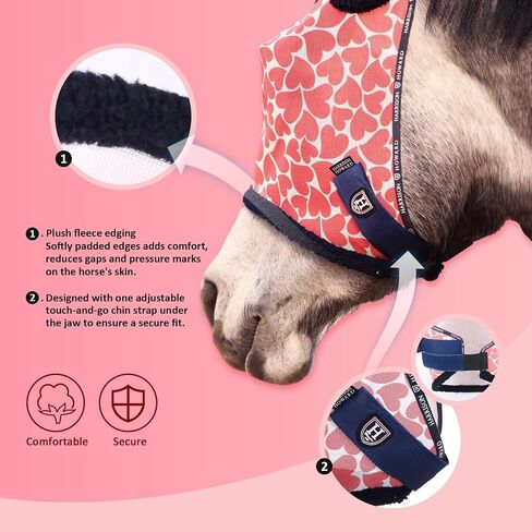Harrison Howard All Round Mesh Horse Fly Mask UV Protective with Fleece Padded Edging and Fun Prints Forelock Opening Design Mask for Horse Hearts Large in Kuwait