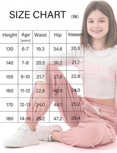 ALINTU Girls Cargo Pants Elastic Waist Cargo Jogger Pants with Pockets in Saudi Arabia